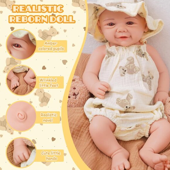 16.9in Full Silicone Reborn lvory White Baby Girl Dolls Lifelike 8.61LB Weight - Picture 3 of 6